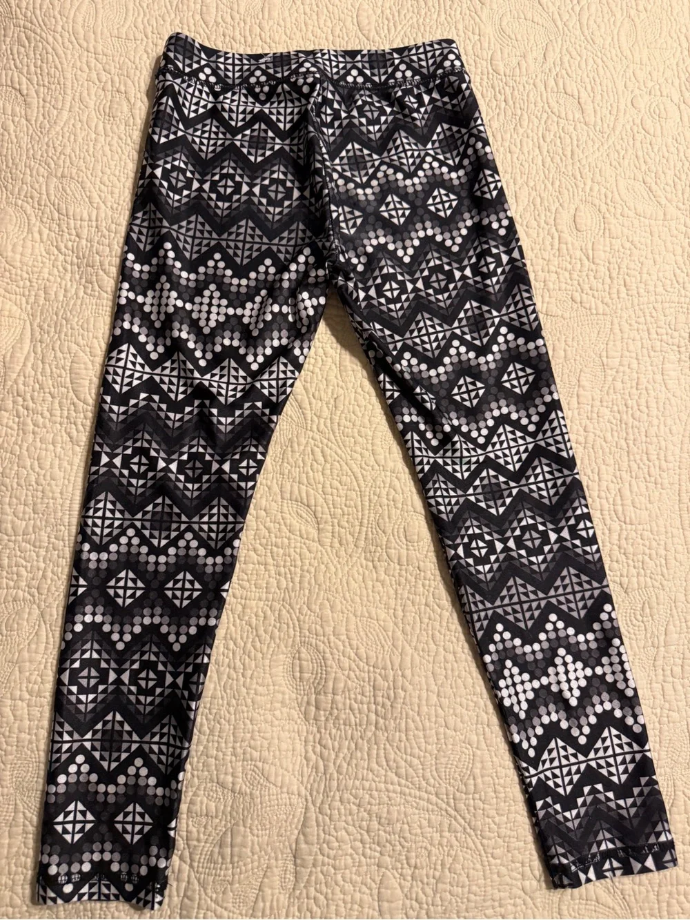 Justice Black & White Geometric Print Leggings